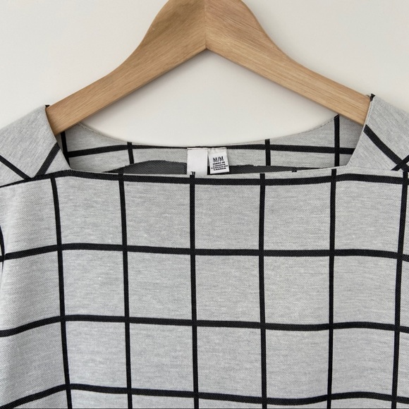 JULES & LEOPOLD LIGHT GREY/BLACK WINDOWPANE CHECK KNIT TOP, MEDIUM - Picture 3 of 8